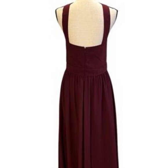 Bill Levkoff Burgundy Wine Chiffon A-line Gown - Picture 3 of 4